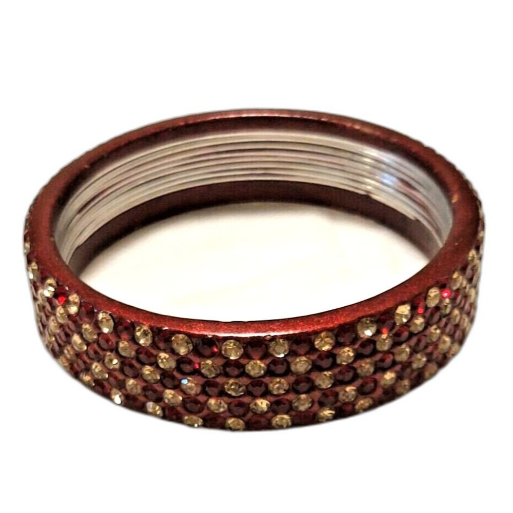 Vintage Red/Crystal Rhinestones Acrylic Bangle Bracelet India